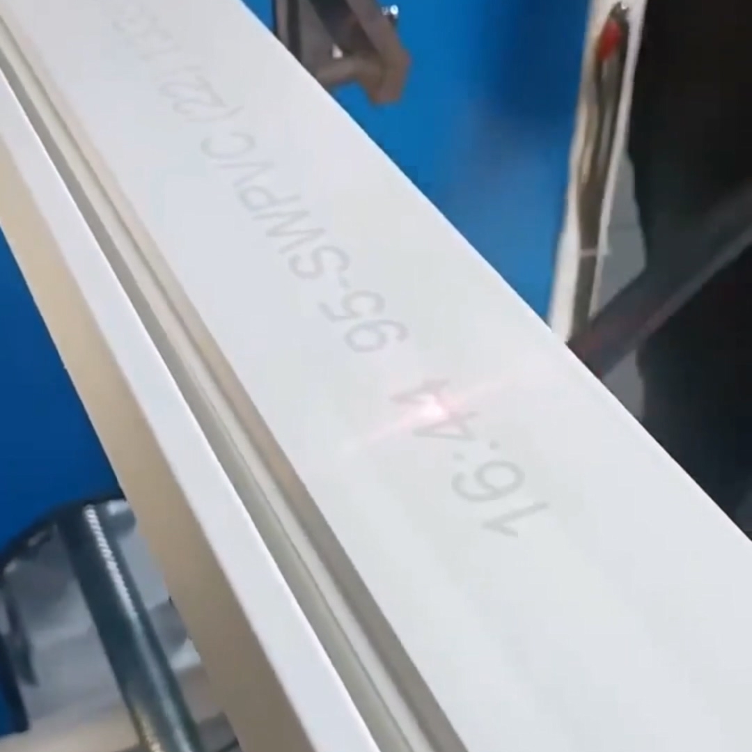 20W Fiber laser marking date and PN on PVC hose