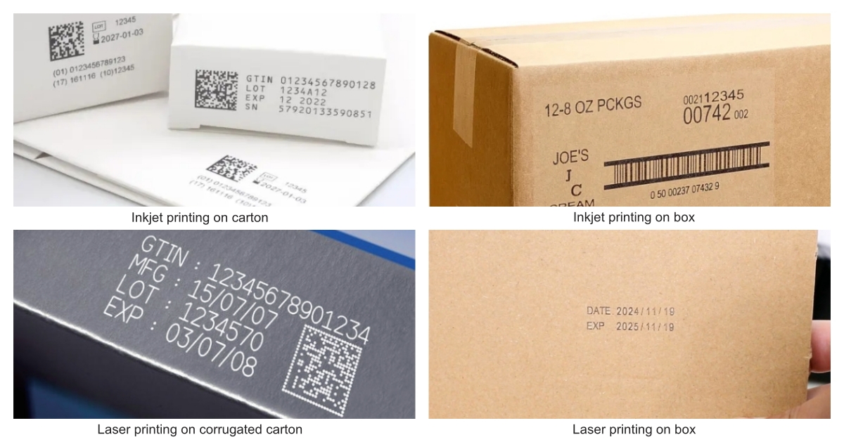 inkjet and laser printing effect on carton and box