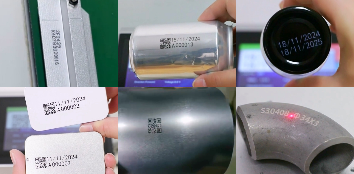 metal marking sampes with inkjet printers and laser marking machines